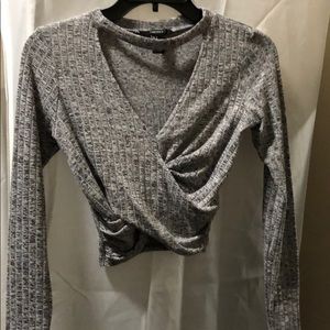 Grey Long Sleeve Crop Top
